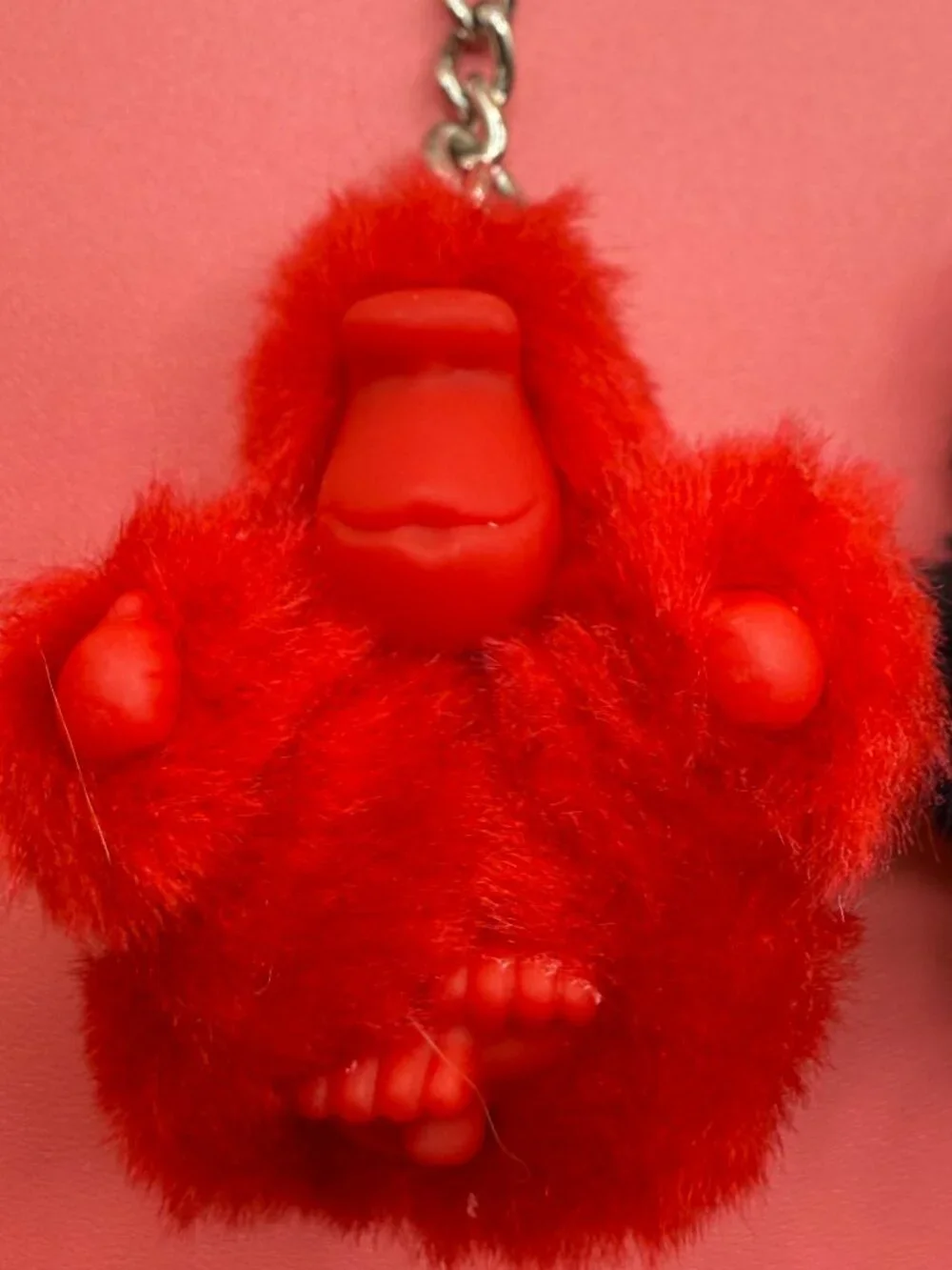 Lot 2 New Kipling Fuzzy Ape Monkey Keychains Key Rings Red Black